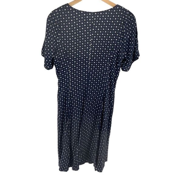 Robbie Bee Womens Shift Dress Short Sleeve Button Tie Front Navy Blue Size 8 - Picture 2 of 9